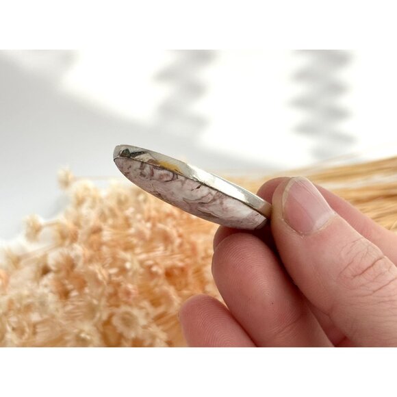 Rosita Jasper Gemstone Sterling Silver Minimalist Framed 925 Vintage Pendant - Picture 10 of 10